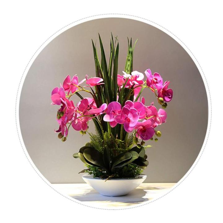 Kunstblumen Künstliche Pflanzen, Orchideen-Blumen-Arrangement für Hotel-Heimdekoration, PU-Kunstpflanzen, 7 Zweige, Phalaenopsis-Blumen für jeden Anlass