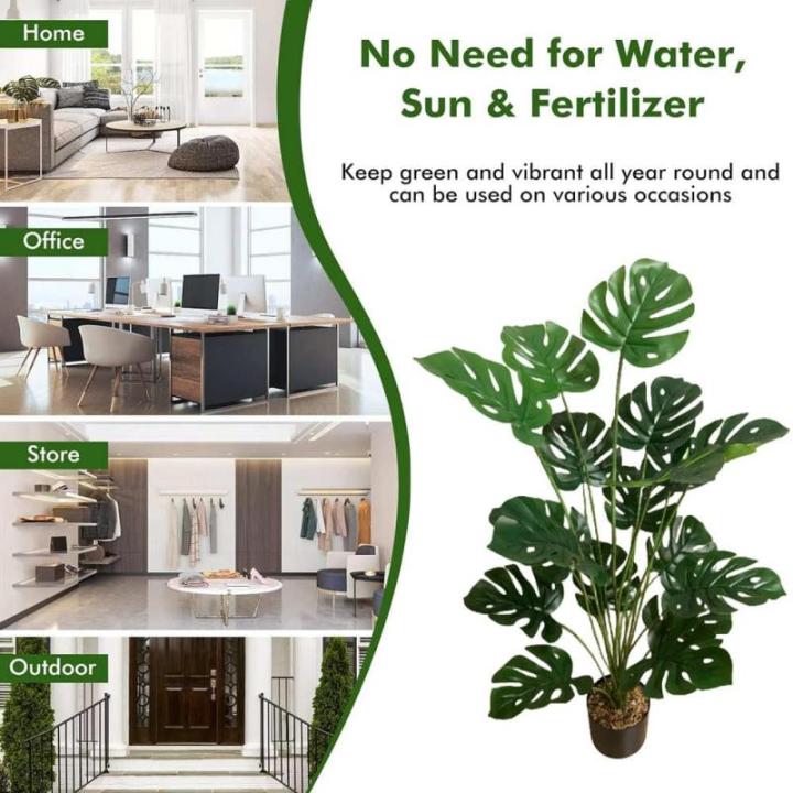 Kunstpflanze 40" Künstliche Monstera Pflanzen im Topf Innenbereich mit 18 Trunks Kunstbaum wie echt plastikpflanzen Dekor für Büro Home Badezimmer Bauernhaus