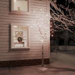 LED Birke Warmweiß 128 LEDs Beleuchtet Birkenbaum Lichterbaum Leuchtbaum Weihnachtsdeko Beleuchtung Dekobaum Kunstbaum 220cm