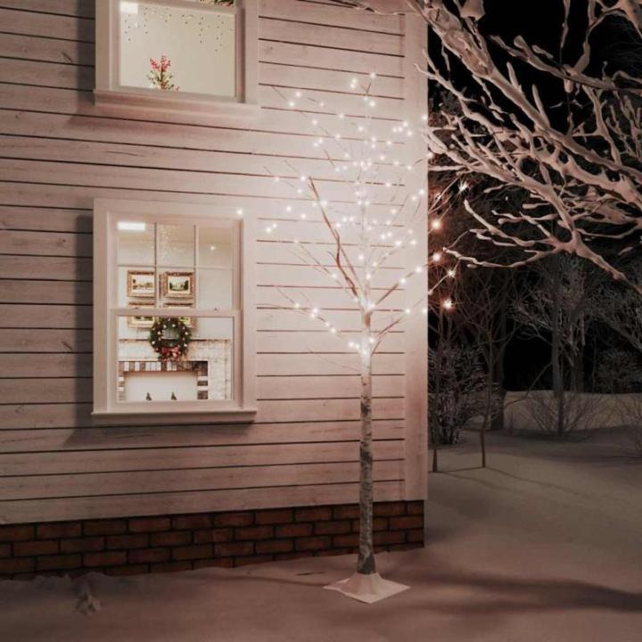 LED Birke Warmweiß 128 LEDs Beleuchtet Birkenbaum Lichterbaum Leuchtbaum Weihnachtsdeko Beleuchtung Dekobaum Kunstbaum 220cm