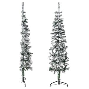Künstlicher Weihnachtsbaum Grün und Weiß 150 cm Höhe PVC-Material Halb-Weihnachtsbaum Platzsparend Wand Christbaum Innen- und Außenbereich Wirtschaftliche Weihnachtsdekoration
