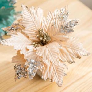 3 Stück Pailletten Weihnachten Blumen, Glitzer Künstliche Weihnachtsstern, Künstliche Blumen zu Weihnachten, Deko Blumen für Weihnachtsbaum, Hochzeit, Ornamente,Rosa