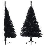 Kunstkerstboom met standaard, 150 cm, hoge kerstdecoratie, pvc en staal, zwart