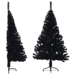 Kunstkerstboom met standaard, 150 cm, hoge kerstdecoratie, pvc en staal, zwart