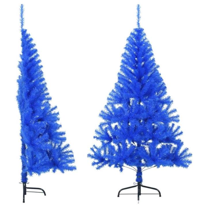 Kunstkerstboom met standaard, hoge kunstkerstboom, 120 cm hoog, kerstdecoratie van pvc en staal, blauw