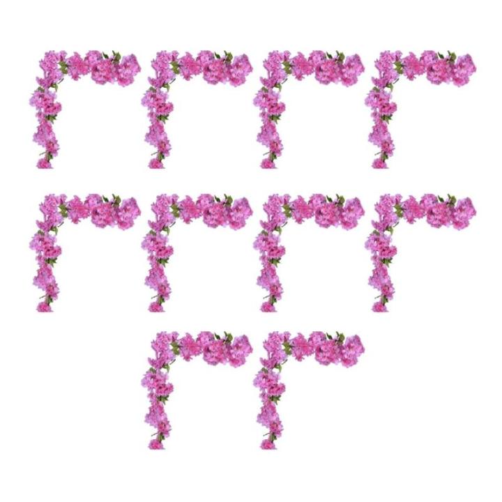 Künstliche Kirschblüten-Rattangirlanden, 10 Stück, Bunte künstliche Sakura-Girlanden, 180 cm, Rattan für Hochzeiten und Heimdekoration