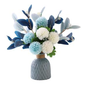 Simulierte Blumen for Wohnzimmerdekorationen, Blumendekorationen for Esstische Und Geschäfte, Blumendekorationen for Zuhause, Mit Vasen-Set(Blu)