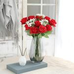 10 stuks kunstzijden rozen bloemen bruiloft boeketten (rood)