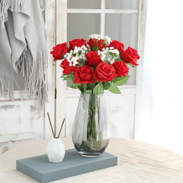 10 stuks kunstzijden rozen bloemen bruiloft boeketten (rood)