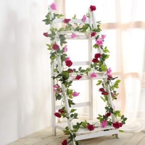 2 stuks 240 cm lange tweekleurige kunstrozenslinger-ranken, hangende zijden bloemen, voor buiten- en binnen, bruiloft- en muurdecoratie (magenta)