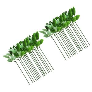 280 STK Rosenstiel künstliche blüten Artificial Rosenblumenstiel Bouquet Fake Fake grünes Blatt künstliche Rosen Material für künstliche Blumen handgemachtes Material Draht.