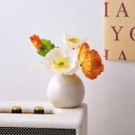 Kunstblumen Künstliche Blumen mit Kleiner Keramikvase，Dekoration für Tisch Home Party Büro Arrangements（runde Keramikvase） für jeden Anlass