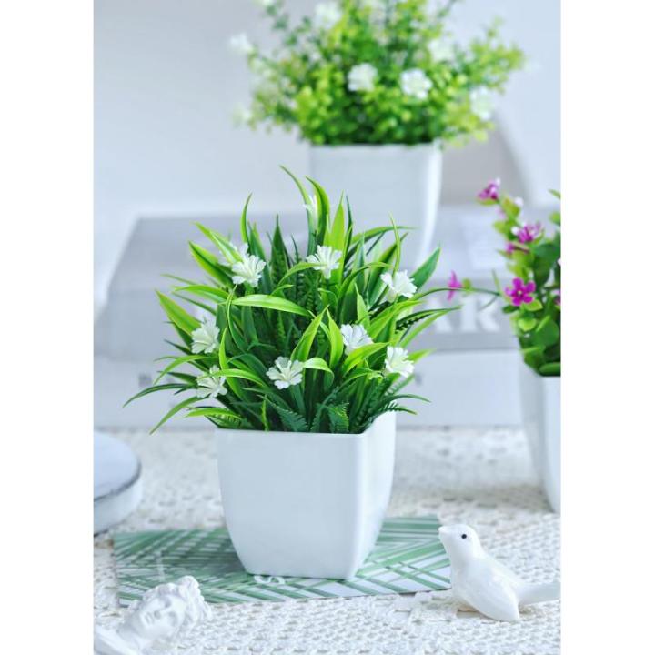 4 stuks mini met pot kleine nepplanten met bloemen voor thuis kantoor tafel kamer badkamer decor binnen