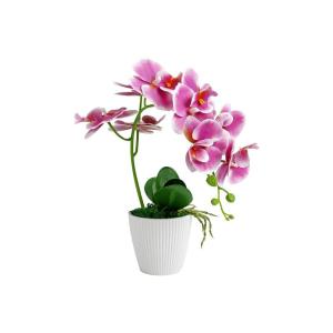 Kunstblumen Künstliche Orchideenblume, künstliche Phalaenopsis-Pflanzen für Zuhause, Wohnzimmer, Innendekoration, lila Orchideen-Bonsai-Keramikvase für jeden Anlass