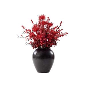 Kunstblumen Künstlicher Blumenstrauß aus roten Beeren – handgefertigte Topfdekoration für Innenräume. Blumensträuße im Topf, großer Bonsai für jeden Anlass