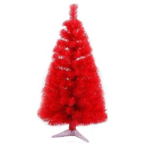 Leichter Tisch-Weihnachtsbaum mit Ständer for kleine Weihnachtsdekoration, PVC-Tannenbaum, Kleiner Weihnachtsbaum, mehrfarbiger künstlicher Weihnachtsbaum(Red,90cm/3ft)