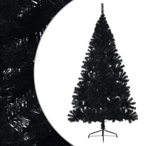 Glitzer künstliche tannennadeln,Christams Tree,Künstlicher Halb-Weihnachtsbaum mit Ständer Schwarz 240 cm PVCGeeignet für Patio, Schlafzimmer, Wohnzimmer, Weihnachten