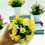 Calla lelies, ingepot, 3 stuks kunstmatige callalilie in pot, kunstmatige callalilia, groene planten voor doe-het-zelf bloemstukken, bruid, bruiloft, woondecoratie