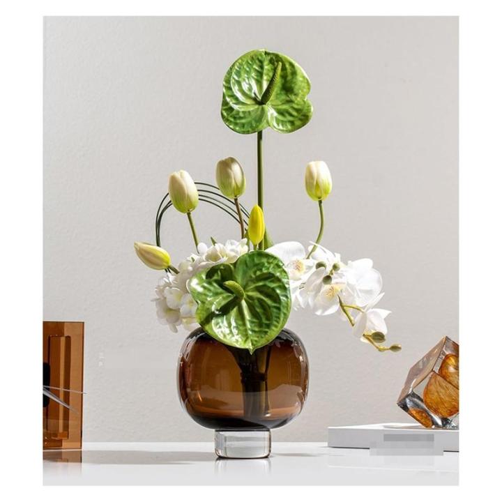 Kunstblumen Modernes künstliches Blumenarrangement aus Glas – Elegante Tischdekoration für Wohnzimmer und Hotels, Blumenarrangement für Tafelaufsätze für jeden Anlass