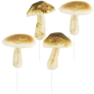 4x Täubling - kunstmatige paddenstoelen om in kransen en bloemstukken te steken - sponsolie als leuke herfstdecoratie - kunstpaddenstoelen