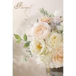 Künstliche Blumen Combo weiße Blumen Mix Seide Blumen Dahlie Rosen mit Stielen für DIY Hochzeit Brautsträuße, Babyparty, Blumenarrangement, Tischaufsätze, Heimdekorationen.