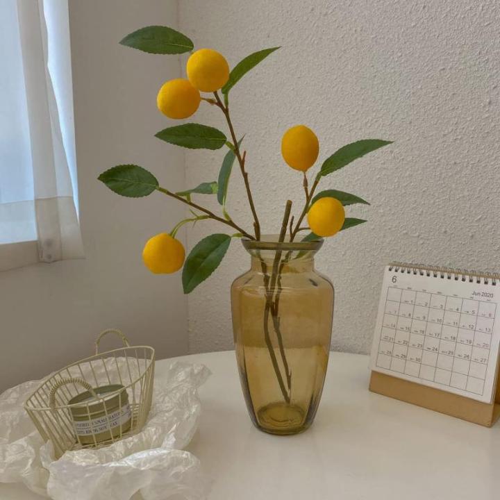 Kunstblumen Künstliche Zitronenzweige, künstliche Früchte, gelbe Zitrone mit grünen Blättern, Tischdekorationsmodell im Landhausstil für jeden Anlass