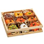 Pompoenset in fel oranje, herfstdecoratie, handgemaakte decoratieve pompoenen van klei voor binnen en buiten, weerbestendig en duurzaam, sierpompoenen, 3-delige set, perfecte Hallo