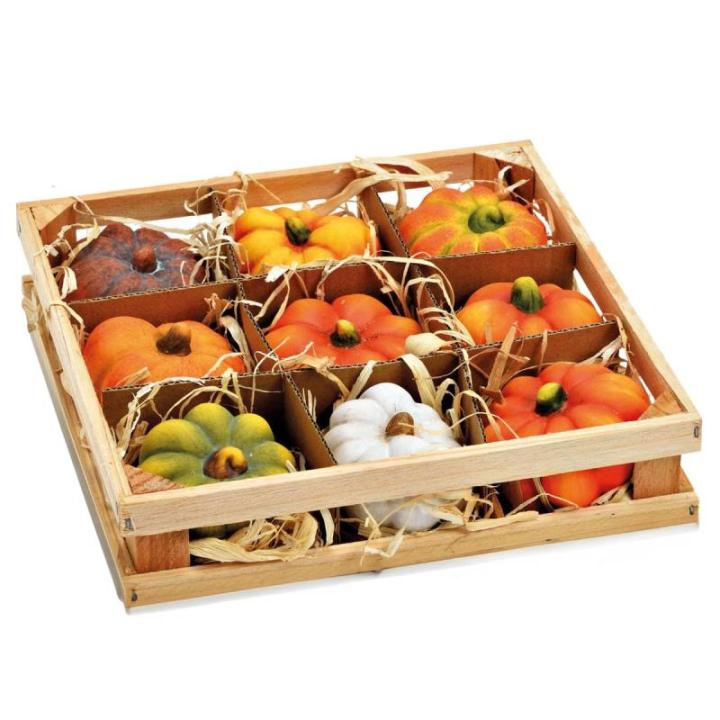 Pompoenset in fel oranje, herfstdecoratie, handgemaakte decoratieve pompoenen van klei voor binnen en buiten, weerbestendig en duurzaam, sierpompoenen, 3-delige set, perfecte Hallo