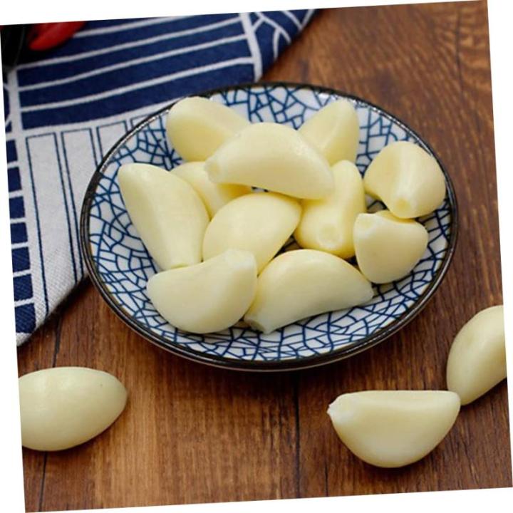 5 Sätze Simulierter Knoblauch Simulierte Knoblauchzehen Geschälter Knoblauch Grüner Knoblauch Simulation Knoblauchflocken-dekor Künstliches Gemüse Knoblauch-Modell PVC 12 Stü