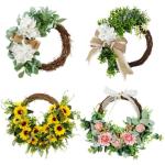 Frühling Sommer Sonnenblumen Rose Kranz Handgemachte Künstliche Girlande für Front Tür Wand Hochzeit Party Decor