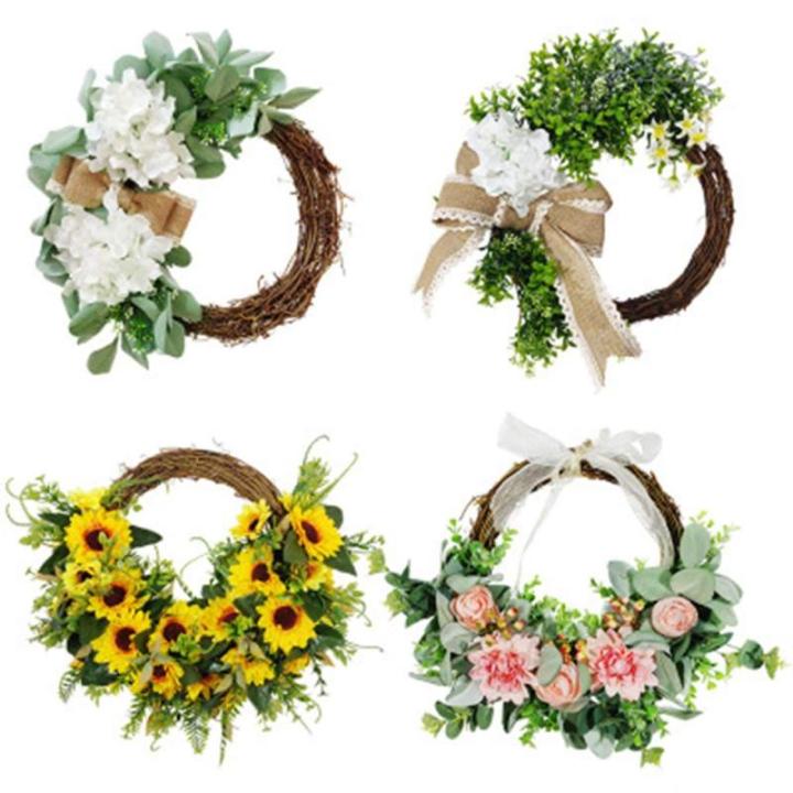 Frühling Sommer Sonnenblumen Rose Kranz Handgemachte Künstliche Girlande für Front Tür Wand Hochzeit Party Decor