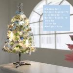 Leichter künstlicher Weihnachtsbaum, beflockter Schnee mit Ornamenten, Metallbeinen, Glasfaser-Baum, klassisch für Dekorationen im Innenbereich, 9,8 Fuß, modisch，A-60CM(24inch