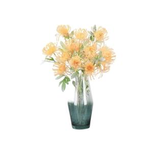 Kunstblumen Künstlicher Nadelkissenstrauß für den Innenbereich – Simulationsblumen aus Kunststoff mit Glasvase für Wohn- und Schlafzimmerdekoration für jeden Anlass