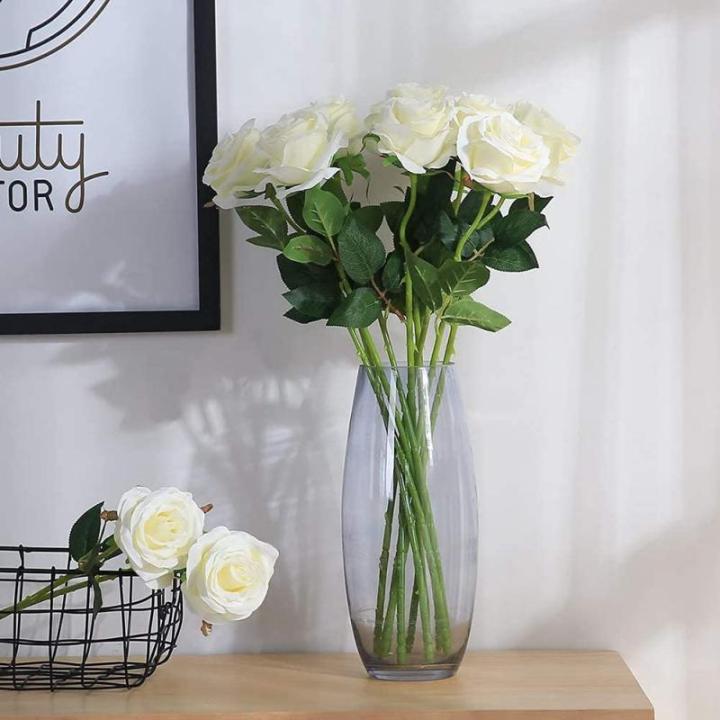 10 stuks zijden kunstrozen, bruidsboeket, bloemen voor tuin, verjaardagsfeest, thuis, bruiloftsdecoratie, witte rozen