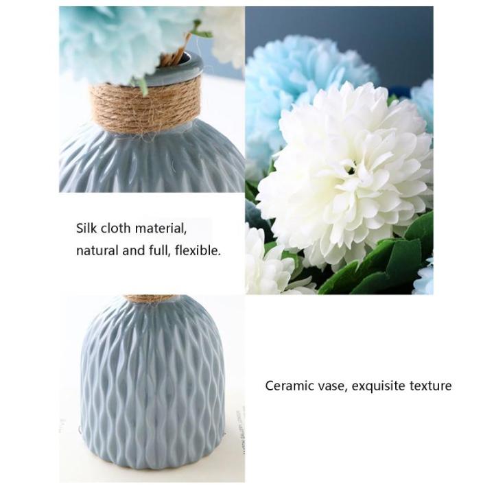 Simulierte Blumen for Wohnzimmerdekorationen, Blumendekorationen for Esstische Und Geschäfte, Blumendekorationen for Zuhause, Mit Vasen-Set(Blu)