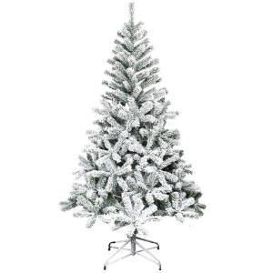 2 m schneebeflockter künstlicher Weihnachtsbaum, hochwertiger Kiefernbaum mit Scharnier und Metallständer, für die Weihnachtsdekoration drinnen und draußen, modisch