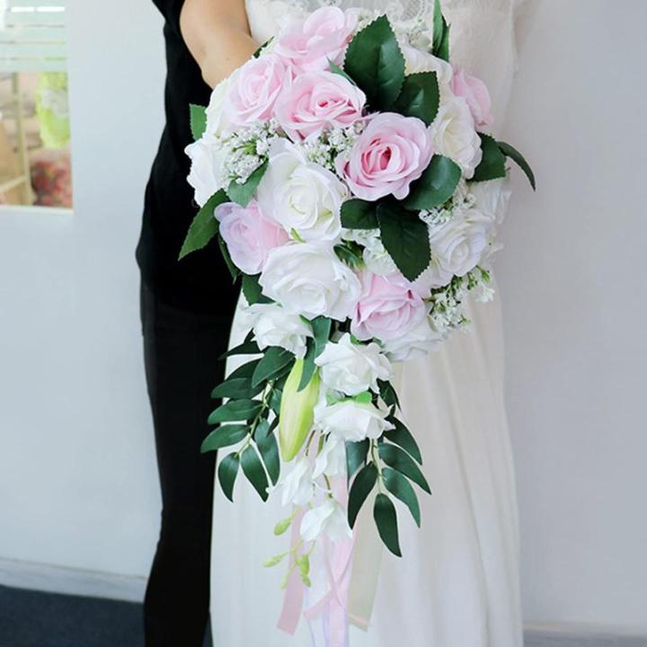 Wassertropfen Rose Hochzeit Brautstrauß Romantische Halten Blume Braut Brautsträuße Brautjungfer Blumenstrauß Valentinstag Dekoration