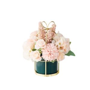 Kunstblumen Künstliche Blumen, Ornamente, Topfblumen, Arrangement, Heimdekoration, mit grünem Keramik-Blumentopf für jeden Anlass