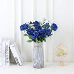 10 stuks zijden kunstrozen bloemen bruidsboeket bloemen (blauw)
