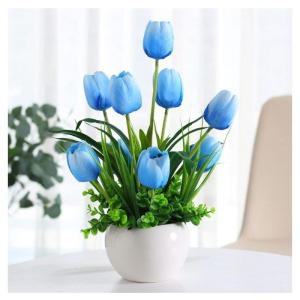 Kunstblumen Gefälschte Tulpe im Topf, mehrfarbige künstliche Blumen, echte Haptik, künstliche Tulpe für Hausgarten, Hochzeitsfeier, Simulationspflanzen für jeden Anlass
