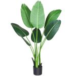 Künstliche Pflanze Künstlicher Paradiesvogel Baum 120cm Plastik Pflanze Palme im Topf Tropical Hawaii Grün Fake Plant für Schlafzimmer Wohnzimmer Garten Deco(1 Pack)
