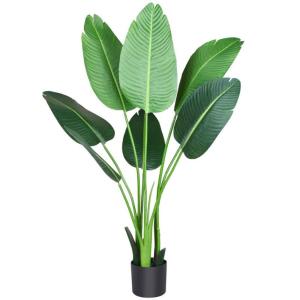 Künstliche Pflanze Künstlicher Paradiesvogel Baum 120cm Plastik Pflanze Palme im Topf Tropical Hawaii Grün Fake Plant für Schlafzimmer Wohnzimmer Garten Deco(1 Pack)