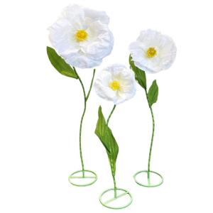 Künstliche Blüten, riesige Blumen 55-71 Zoll, große künstliche Blüten mit Stielen, weißer Langer Seiden-Seidenblumen