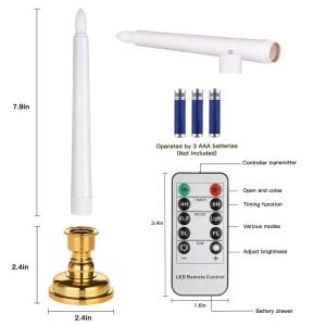 Led-staafkaarsen met timerfunctie en afstandsbediening, 8 stuks, op batterijen werkende raamkaarsen met kaarshouder, vlamloze kaarsen voor buiten, dimbaar, voor kerstdecoratie