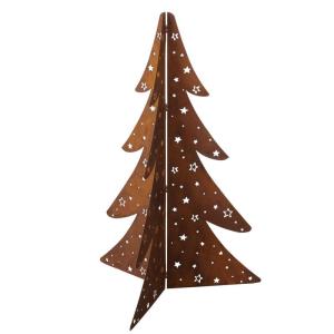 2051516 Weihnachtsdekoration, Tannenbaum aus Metall mit Sternen, Braun, 114 cm hoch