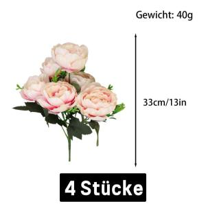 Kunstblumenstrauß Künstliche Blume Pfingstrose Gefälschte Blumen Hochzeit Blumenstrauß Dekoration Tabelle Küche Büro Garten Innen Im Freien Braut Pflanzen 0808