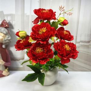 Kunstblumen Künstliche Pfingstrosen, Blumenarrangements, Zimmerpflanze für Heimbüro-Dekoration, künstliche Bonsai-Baum-Pfingstrose, 5 Farben für jeden Anlass