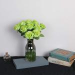 Kunstmatige Zijde Roos Bloem Enkele Stam Levensechte Nep Roos voor Bruiloft Boeket Bloemenarrangementen Huis Feest Bloemstuk Decoratie, 10 stuks (Groen)