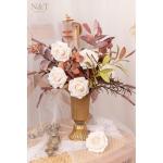 Kunstbloemen, 50 stuks, kunstbloemen, schuimrozen voor doe-het-zelf bruiloft, bruidsboeket, baby, douche, feest, taart, wanddecoratie, crème