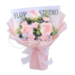 Gehäkelter Blumenstrauß mit Licht, Fertig Gestrickter Strauß, Kunstblume, Handgemachter Strickstrauß Zum Valentinstag, Rosa